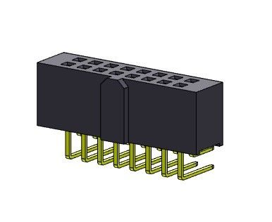 Dual Row R/A TYPE Female Pin Connector 2.54 Mm 2*2PIN To 2*40PIN H=8.50mm