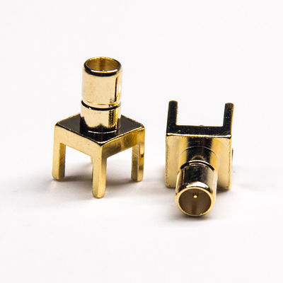 4 Holes Gold Plating RF SMB Connector For PCB Mount L 11.5MM