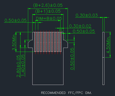 Pitch 0.5mm Fpc Connector 4 Pin To 68 Pin Right Angle 90° Easy On Smt Type H 2.55mm