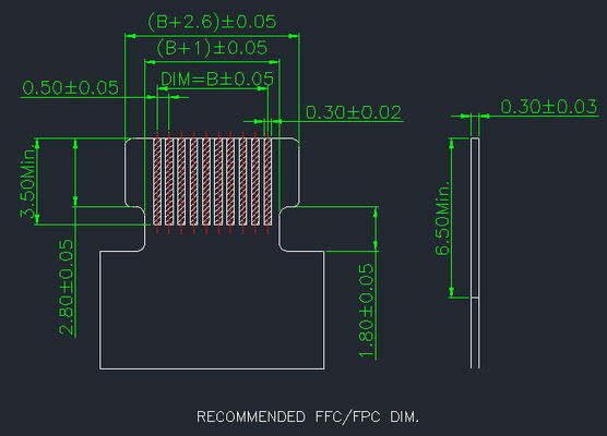 Pitch 0.5mm Fpc Connector 4 Pin To 68 Pin Right Angle 90° Easy On Smt Type H 2.55mm